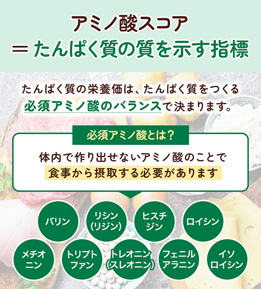 アミノ酸スコア＝たんぱく質の質を示す指標