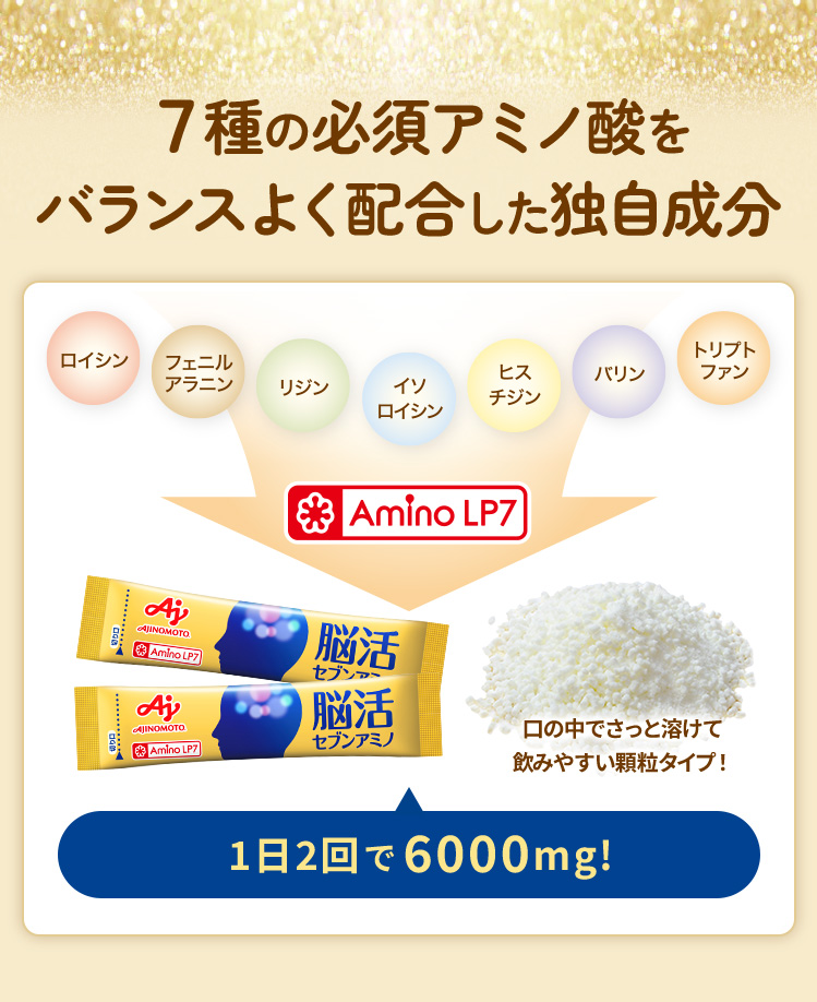 ７種の必須アミノ酸をバランスよく配合した独自成分 