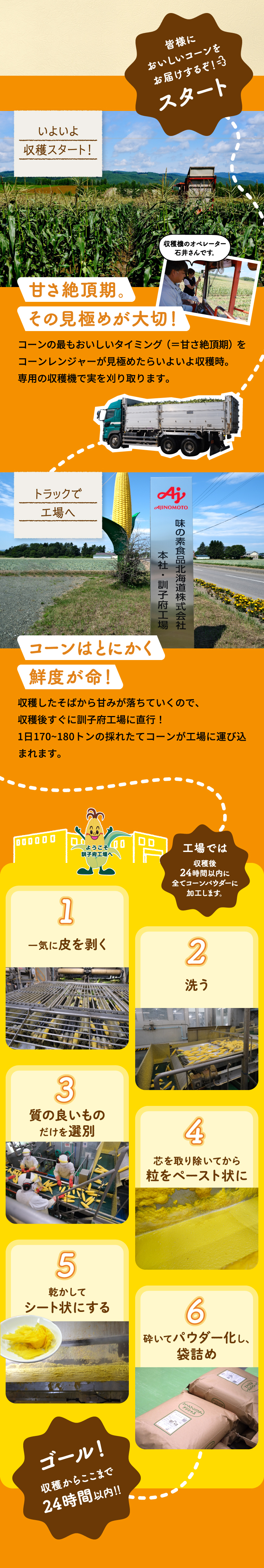 皆様においしいコーンをお届けするぞ スタート